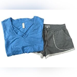 PJ Salvage Shearling Lined Shorts and Altar'd State Short Sleeve Top Bundle